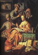 REMBRANDT Harmenszoon van Rijn The Music Party  dhd Norge oil painting reproduction